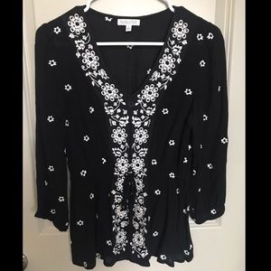 Black floral shirt